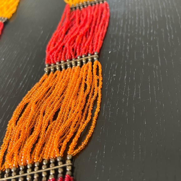 Vibrant Red and Orange Beaded Necklace - Picture 3 of 5